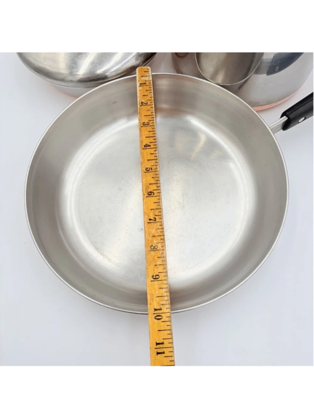 REVERE WARE Copper Clad 5 Pc Cookware Set 10” 7” Skillets Saucepan Lids